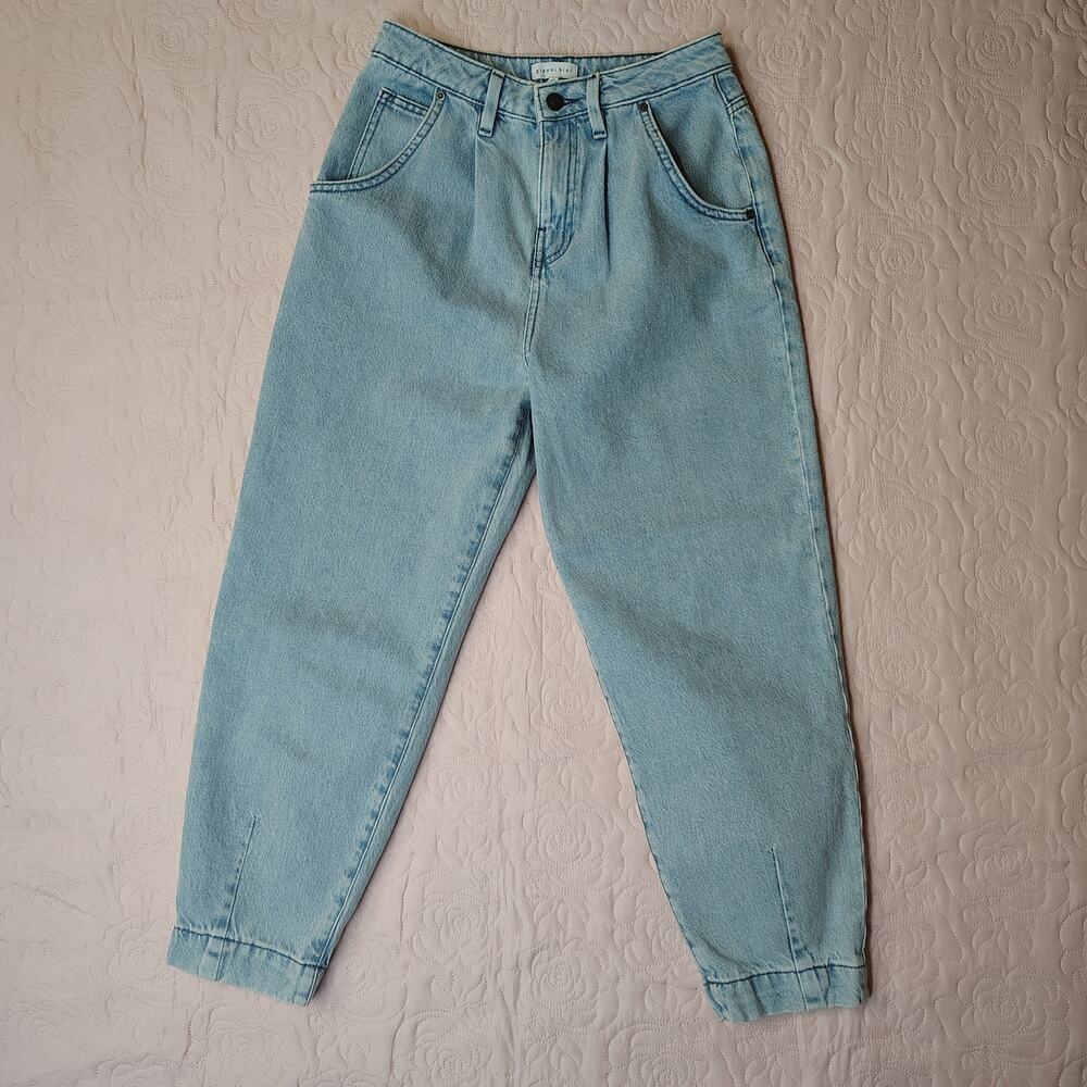 Gianni Bini Womens 26 High Rise Barrel Mom Jeans Light Wash Tapered Denim